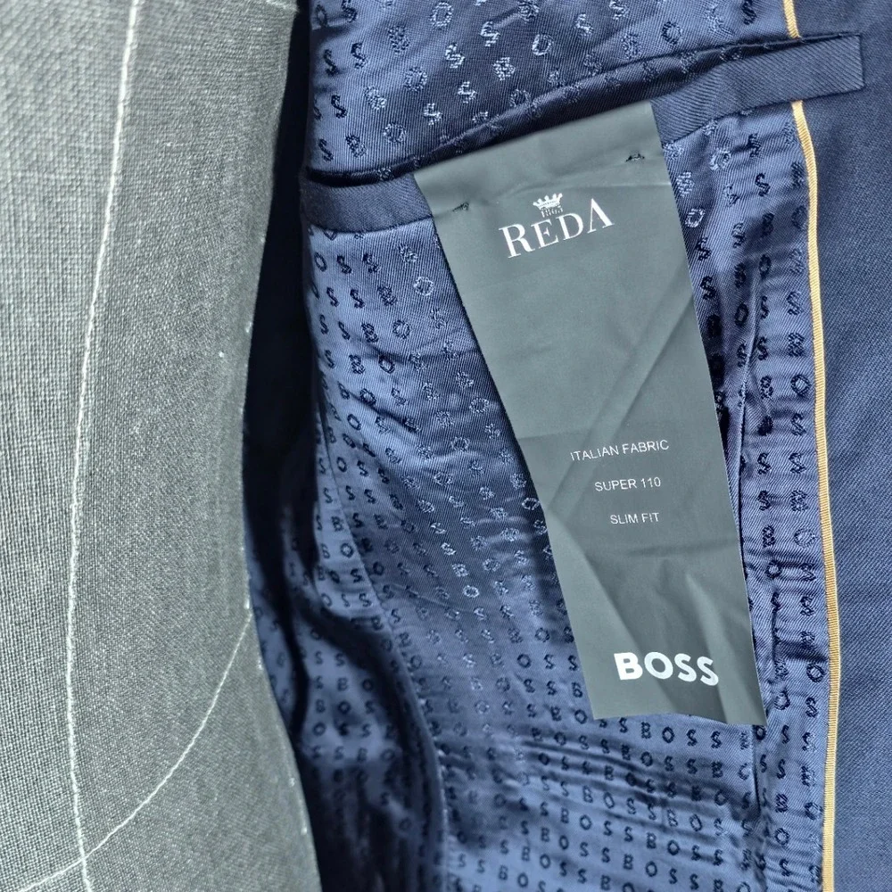 BOSS Sport Coat Mens 38R Navy Reda Italian Wool Quiet Luxury Polished Office NWT